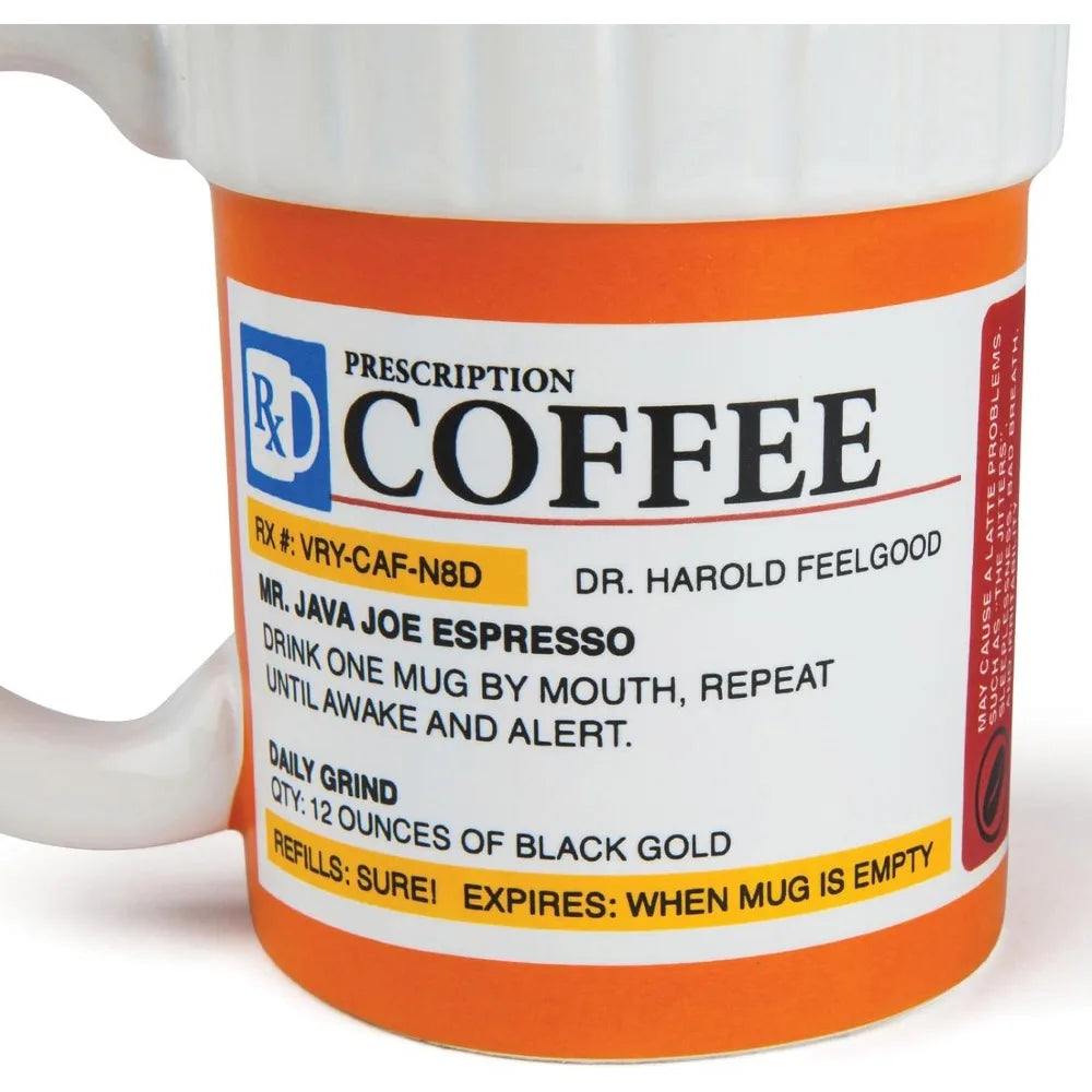 The Prescription Coffee Mug | Hilarious 12 Oz Ceramic Milk Cup in the Shape of a Pill Bottle | Perfect for Home or Office ShopOnlyDeal