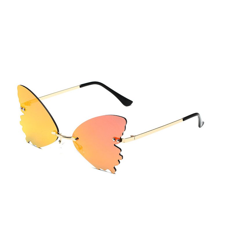 2022 Vintage Dragonfly Wings Sunglasses Fashion Rimless Women Clear Lens Eyewear Men Pink Sun Glasses UV400 Eyewear Female ShopOnlyDeal