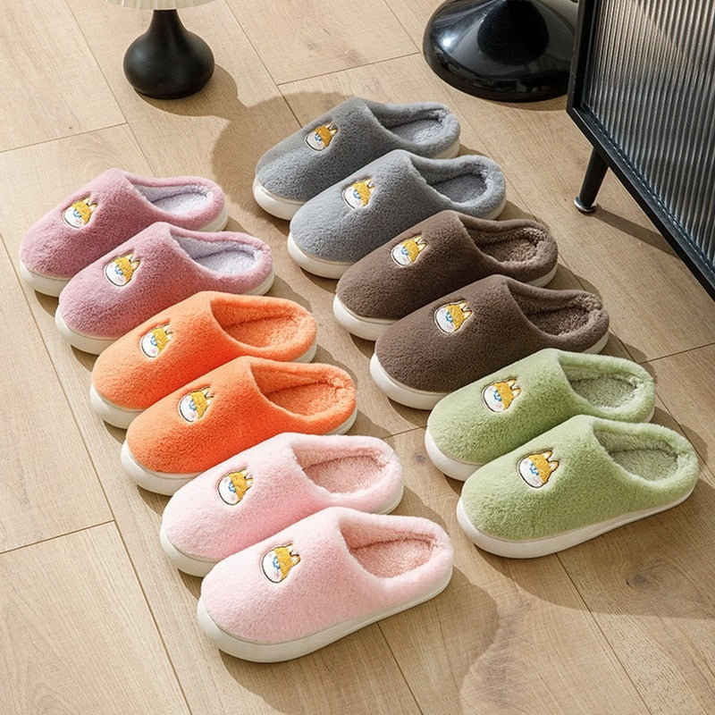 Cute Dog Non-Slip Floor Shoes Unisex Slippers Warm Plush Home Slipper Autumn Winter Shoes Woman House Flat Floor Soft Slides ShopOnlyDeal