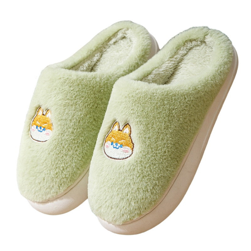 Cute Dog Non-Slip Floor Shoes Unisex Slippers Warm Plush Home Slipper Autumn Winter Shoes Woman House Flat Floor Soft Slides ShopOnlyDeal