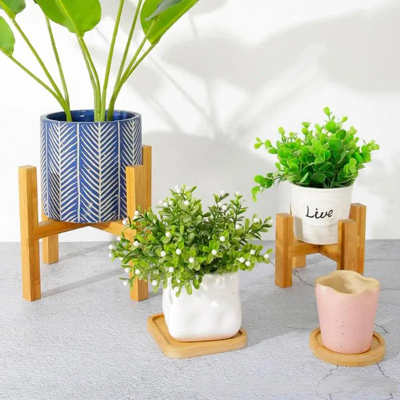 Wooden Four-legged Flower Stand Strong Durable Free Bonsai Stand Home Tray Pot Bamboo Display Shelf Holder Plant Decor Gard O5S3 ShopOnlyDeal