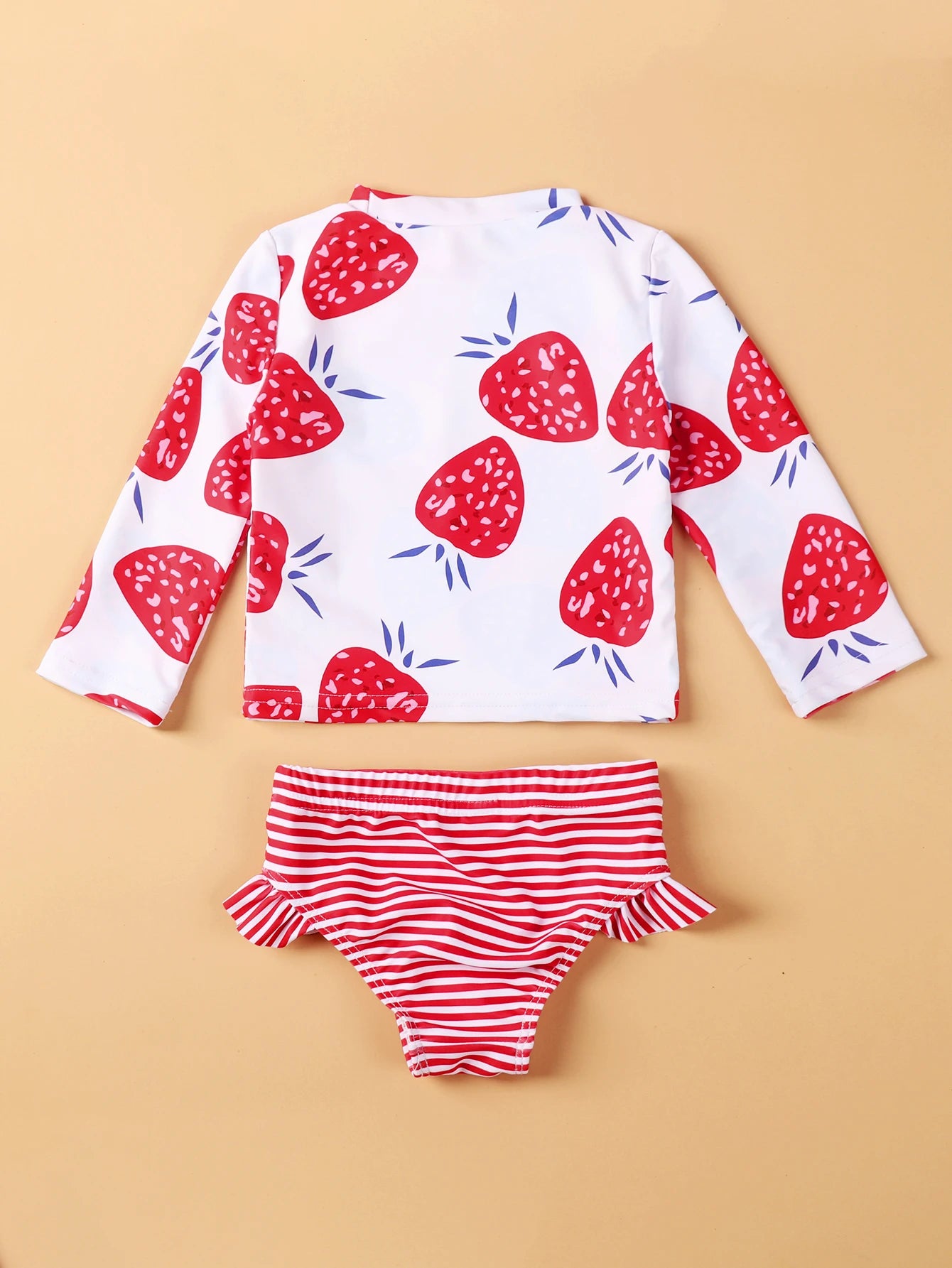 High Quality Strawberry Swimwear for Girls Swimming Clothing Long Sleeve Beachwear Bathing Suit Two Piece Swimsuit ShopOnlyDeal