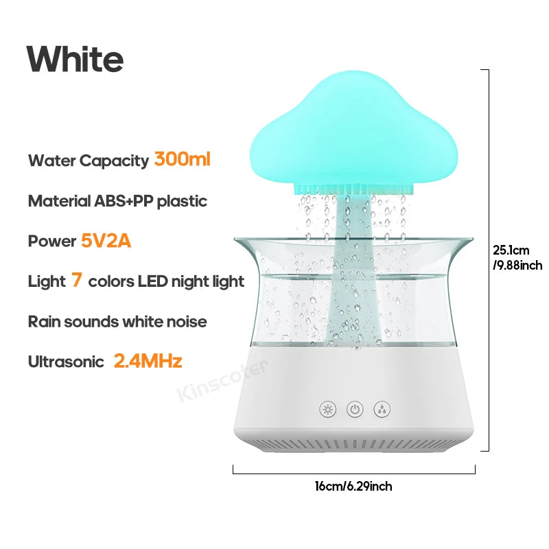 New Rain Cloud Electric Air Humidifier 300ml Water Drip Mushroom Aroma Diffuser with Colorful Night Light for Home Bedroom Gift ShopOnlyDeal