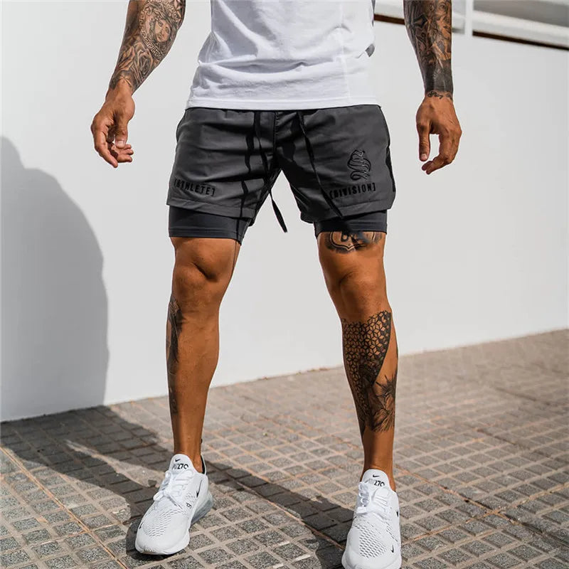 NEW 2 IN 1 Sport Running Casual Breathable Shorts Men Double-deck Jogging Quick Dry GYM Shorts Fitness Workout Men Shorts ShopOnlyDeal