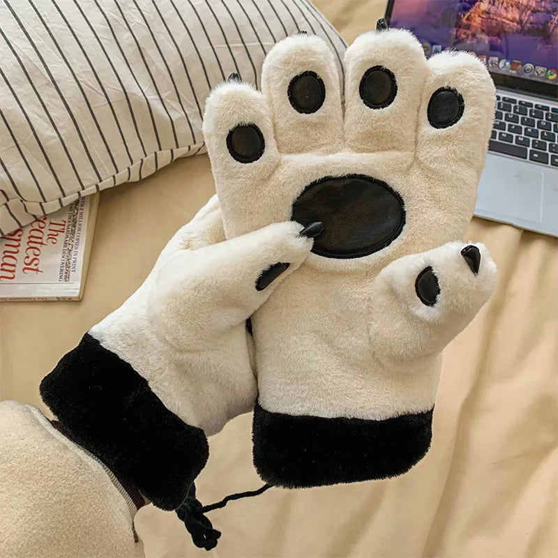 Cute Bear Paw Gloves Plush Thick Winter Warm Mittens Women JK Fur Gloves Claw Paw Outdoor Cosplay Gloves Couple Accessories ShopOnlyDeal