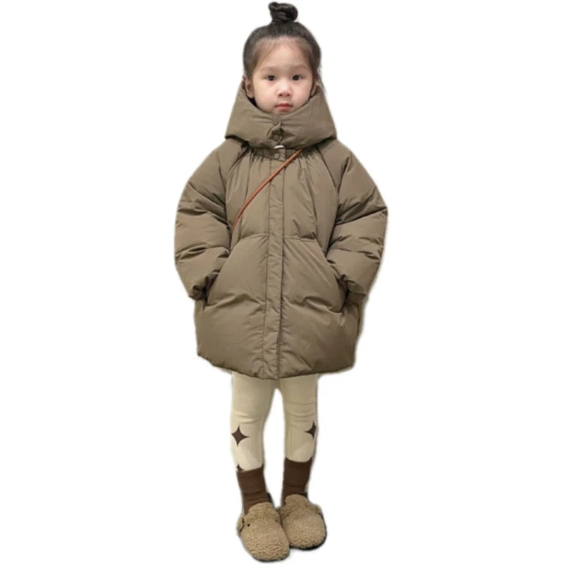 Girls Down Coat Jacket Cotton Windbreak Snowsuit 2024 Khaki Warm Thicken Winter Parka Outerwear Children's Clothing ShopOnlyDeal