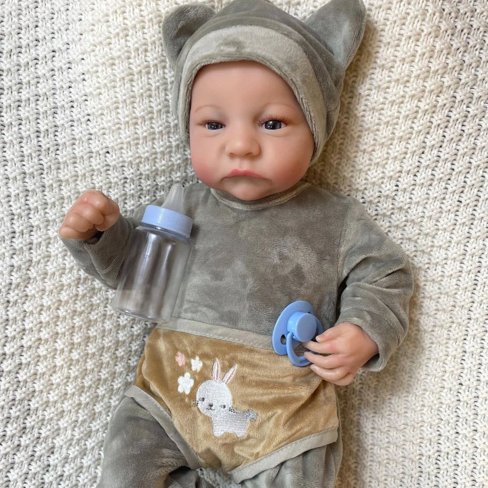 17 Inch Soft Or Full Body Silicone Vinyl Reborn Levi Awake Open Blue Eyes Boy Or Girl Newborn Doll 3D Skin Tone Christmas Gift ShopOnlyDeal