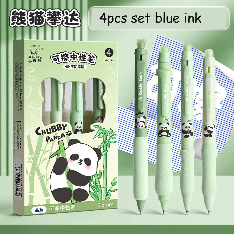 4pcs Erasable Pen Set Black Blue Ink Soft Grip Kawaii Gel Pen School Supplies Japanese Kawaii Stationery Aesthetic Pens ShopOnlyDeal