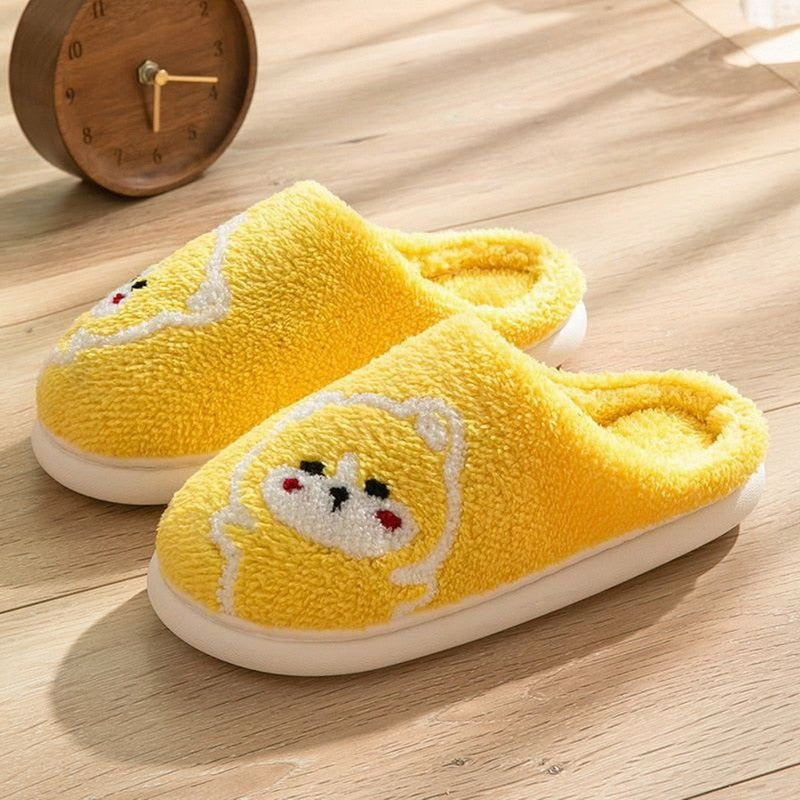 Cute Dog Non-Slip Floor Shoes Unisex Slippers Warm Plush Home Slipper Autumn Winter Shoes Woman House Flat Floor Soft Slides ShopOnlyDeal