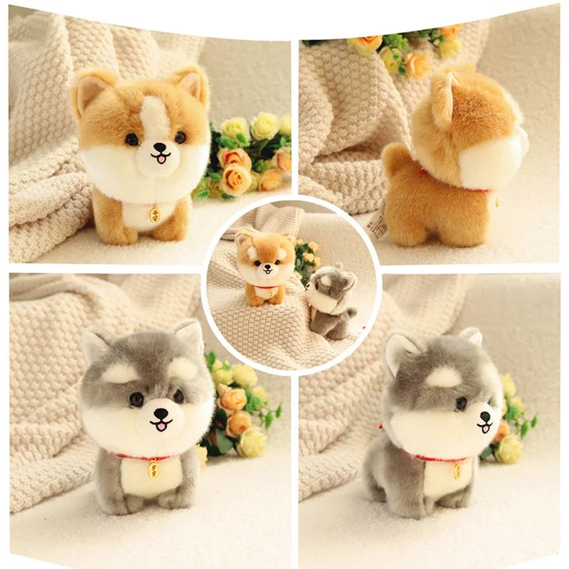 ZU Kawaii Teddy Pets Lifelike Fluffy Puppy Soft Doll Cute Small Chow Pomeranian Corgi Yorkie Plush Toys with Charm Gift For Girl ShopOnlyDeal