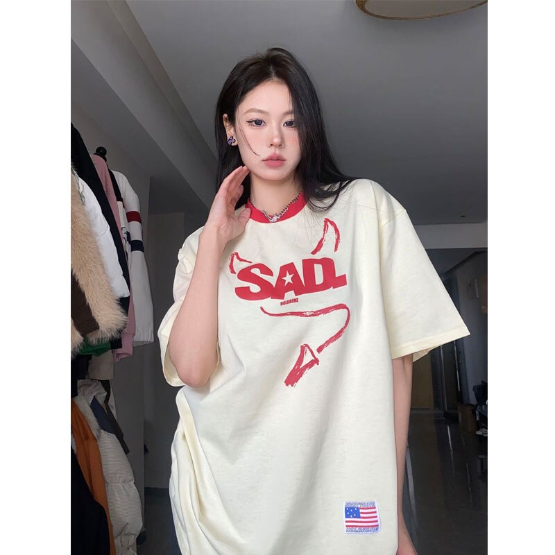 Harajuku Demon T-shirts Women Kawaii Oversized Graphic Japanese Y2k Streetwear Short Sleeve Tees Korean Fashion Tops Devil Wings Angel ShopOnlyDeal