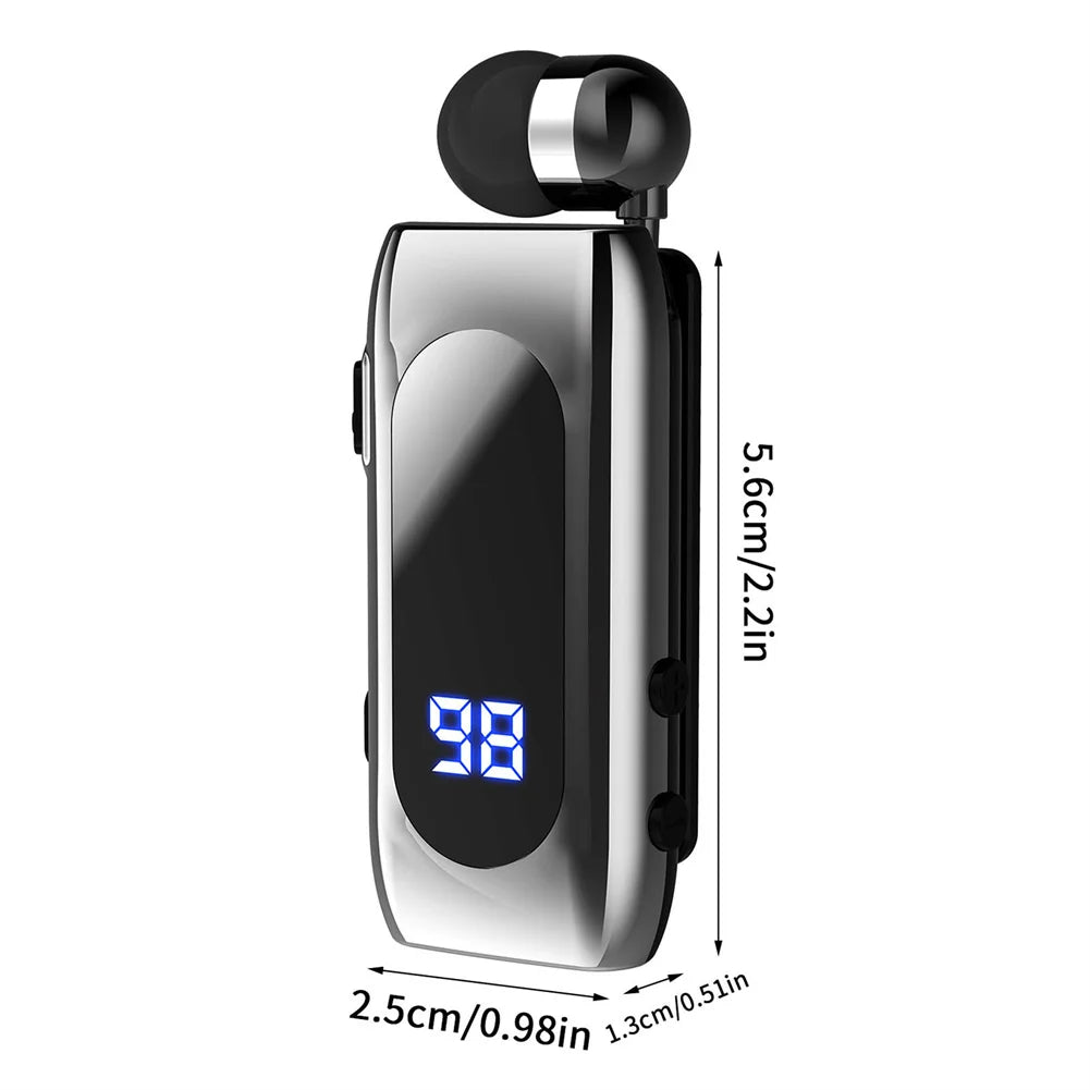 K55 Mini Headset Bluetooth Lavalier | Retractable Single Earphone | Multifunction Clip Earbuds | LED Digital Display for Driving & Sport ShopOnlyDeal