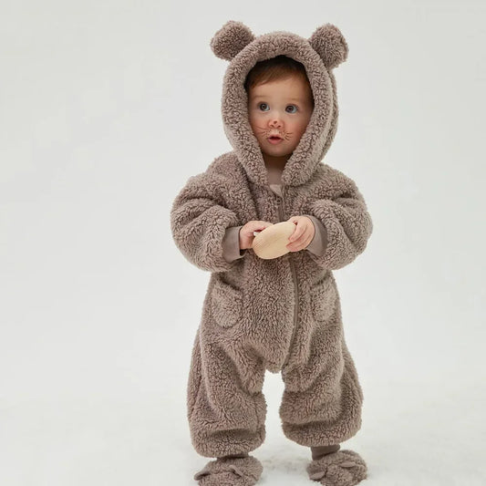 Autumn Spring Clothes Newborn Baby Boys Fleece Cotton Jumpsuit For Baby Girls Hooded Romper Infant Christmas Costumes 0-18M ShopOnlyDeal