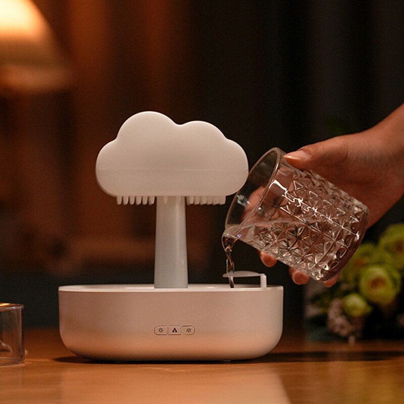 Rain Cloud Night Light Humidifier With Raining Water Drop Sound And 7 Color Led Light Essential Oil Diffuser Aromatherapy New 2023 ShopOnlyDeal