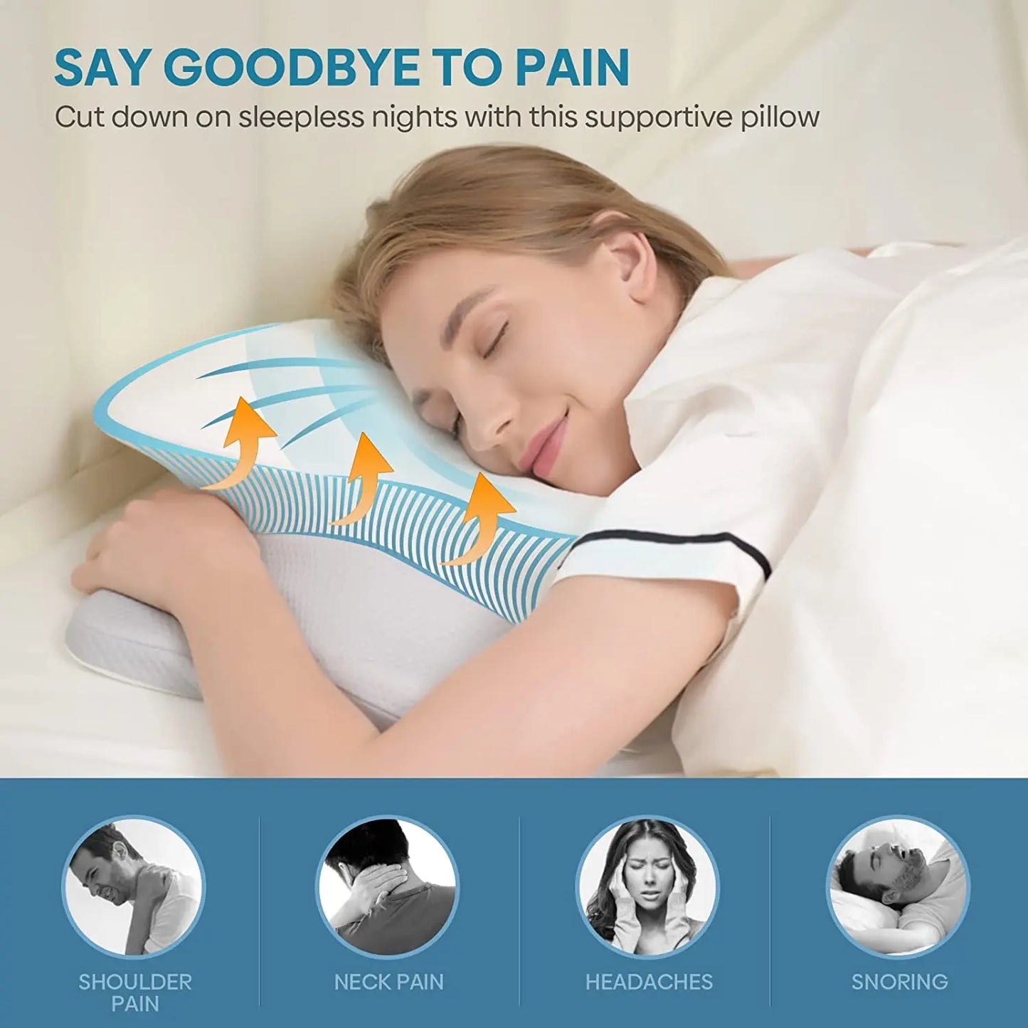 Cervical Pillow Neck Shoulder Pain Relief Sleeping Ergonomic Contour Pillows Memory Foam Pillow for Side Back Stomach Sleepers ShopOnlyDeal