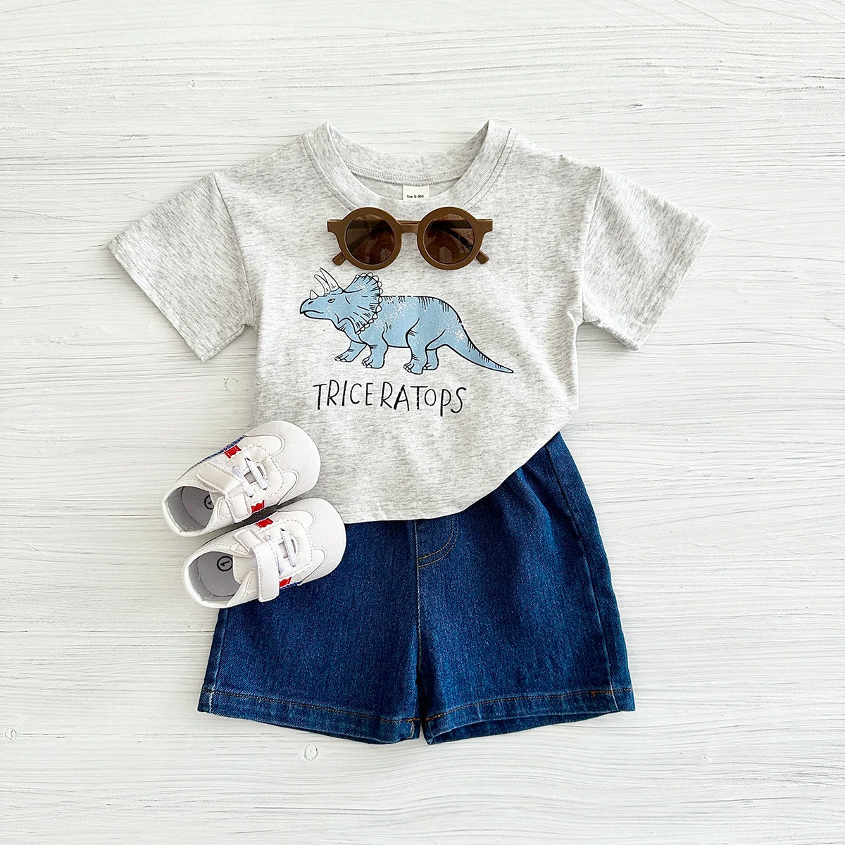 New Set Summer Baby Boy Clothes Cartoon Cotton T-shirt Short Sleeved+shorts Dinosaur Print Girl Clothes 0-3 Years Child Newborn ShopOnlyDeal