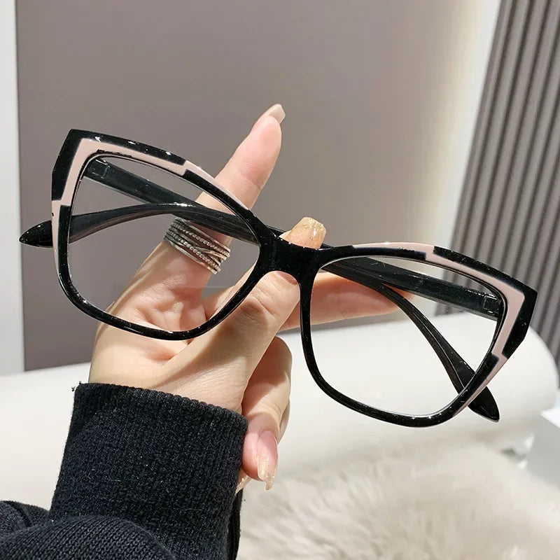 Anti Blue Light Blocking Optical Spectacle Eyeglasses Luxury Brand Designer Cat Eye Frame Ladies Plain Eyewear Finished Glasses ShopOnlyDeal