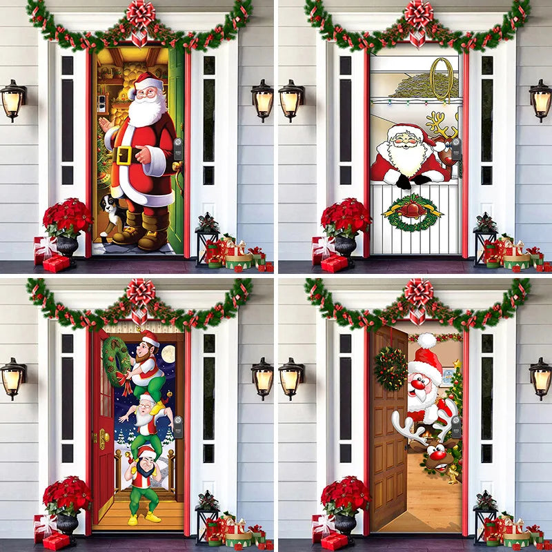 Merry Christmas Decoration Door Curtain Cartoon Santa Snowman Reindeer Home Xmas Hanging Ornament Dream Party Entrance Navidad ShopOnlyDeal