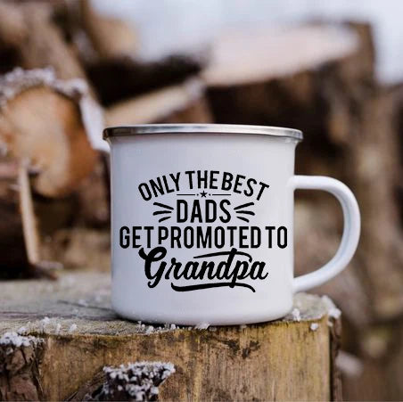 Promoted to Grandpa Mug | Grandfather Coffee Mugs for Pregnancy Announcement | New Baby Family Enamel Cup | Surprise Gift for Grandad ShopOnlyDeal