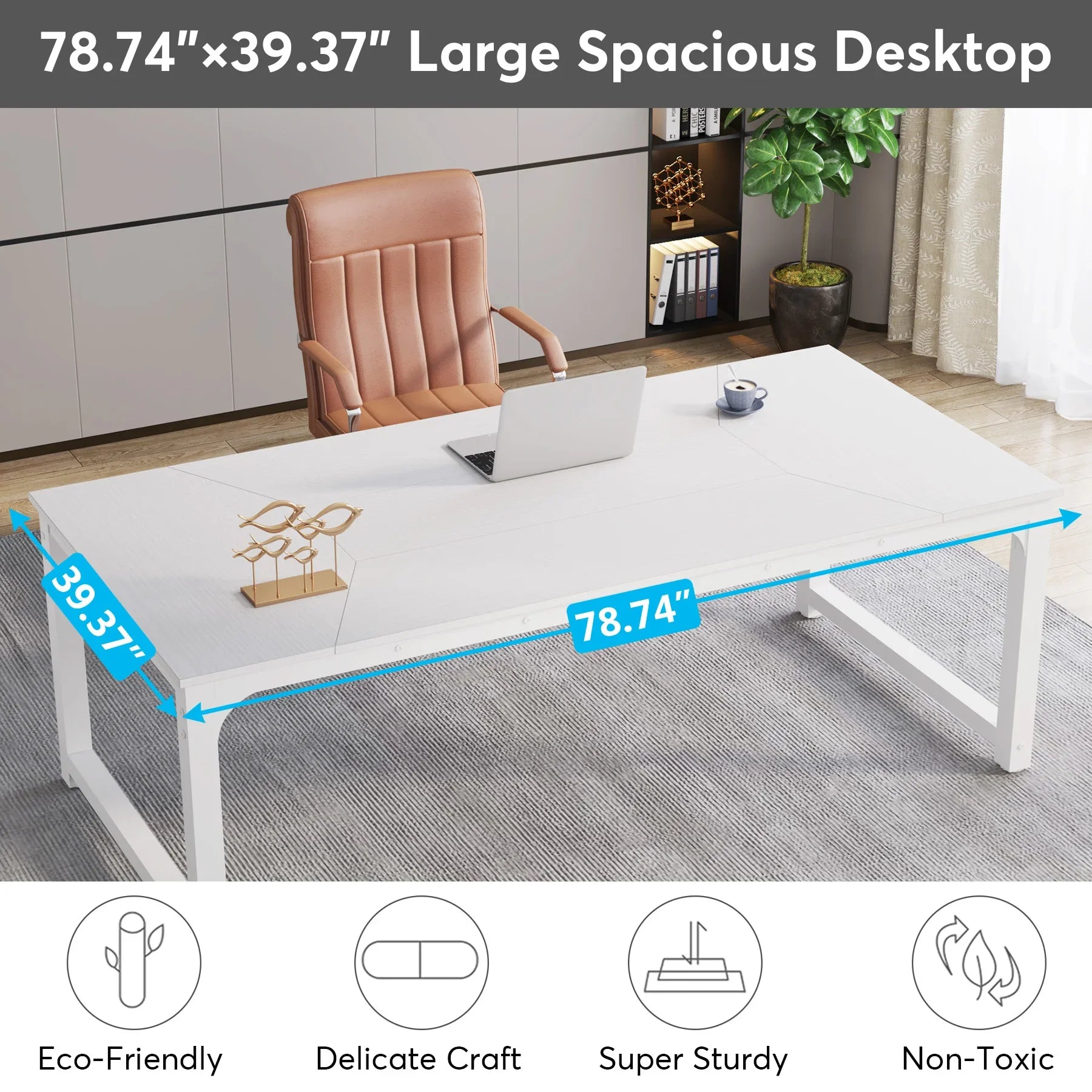 Tribesigns Modern Computer Desk, 78.7 x 39.4 inch X Large Executive Office Desk Computer Table Study Writing Desk Workstation ShopOnlyDeal