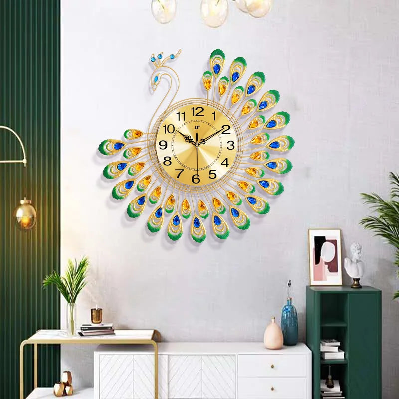 Simple Clocks and Watches Wall Decor Peacock Creativity Large Wall Clock Popular Models Decoration for Home Garden ShopOnlyDeal