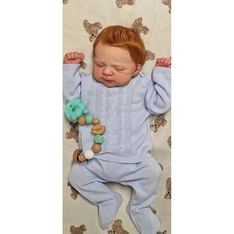 48cm Reborn Baby Sleeping Doll Pascale Hand-Rooted Red Hair with 3D Skin Visible Veins Collectible Art Doll ShopOnlyDeal