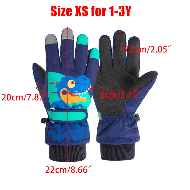 Thicken Baby Winter Gloves Coral Fleece Waterproof Child Ski Gloves Snowboard Outdoor Sports Kids Snow Mittens for Girls Boys ShopOnlyDeal