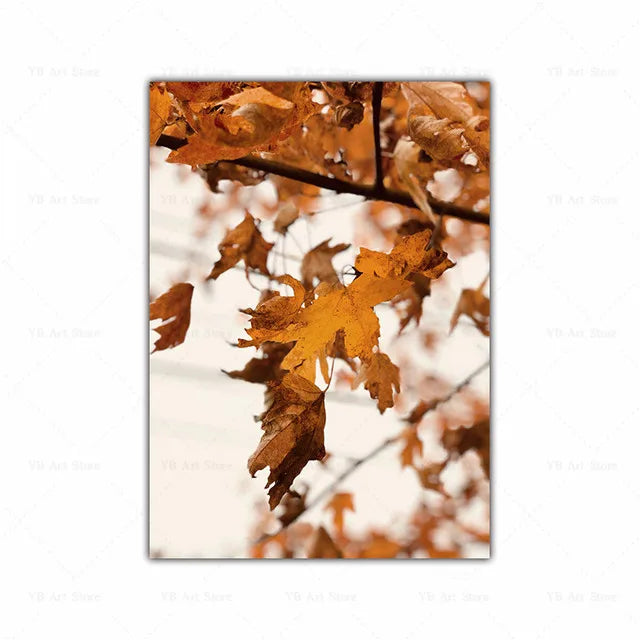 Autumn Scenery Pumpkin Leaves Poster Canvas Painting Maple Leaf Natural Landscape Wall Art Living Room Decoration Home Decor ShopOnlyDeal