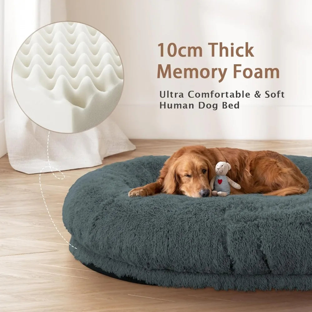 Human Dog Bed, 71''x45''x12'' Size Fits Adult and Pet Washable Giant People Dog Bed 10 CM Thick Memory Foam Large ShopOnlyDeal