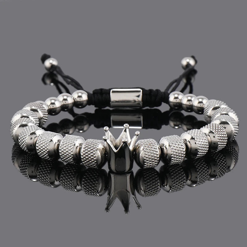 Luxury Crown Charms Stainless Steel Beads Man Bracelet Women Hand Jewelry Father's, Valentine's Day Gift ShopOnlyDeal