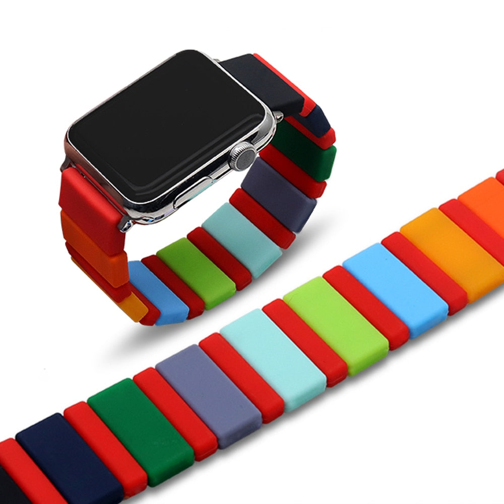 Silicone Strap for Apple Watch Band 7 6 5 4 3 SE Rubber Correa Apple Watch 45 41 44 40 42 38 Elastic Belt Solo Loop for iWatch ShopOnlyDeal