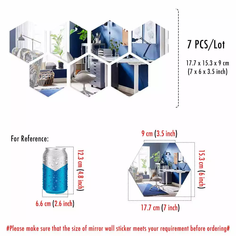 MCDFL Large Hexagonal Mirror Stickers for Bedroom Big Acrylic Wall Mirrors Model Decorative Self-Adhesive Bathroom Soft 3d Tiles ShopOnlyDeal