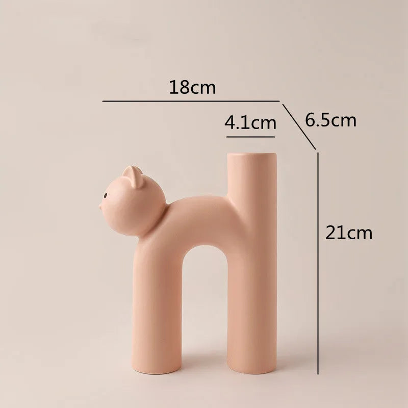 Cute Cat Vase Cathead H-shaped Tube Vase Flower Arrangement Hydroponics Accessories Home Furnishing Decoration Vases Pots ShopOnlyDeal