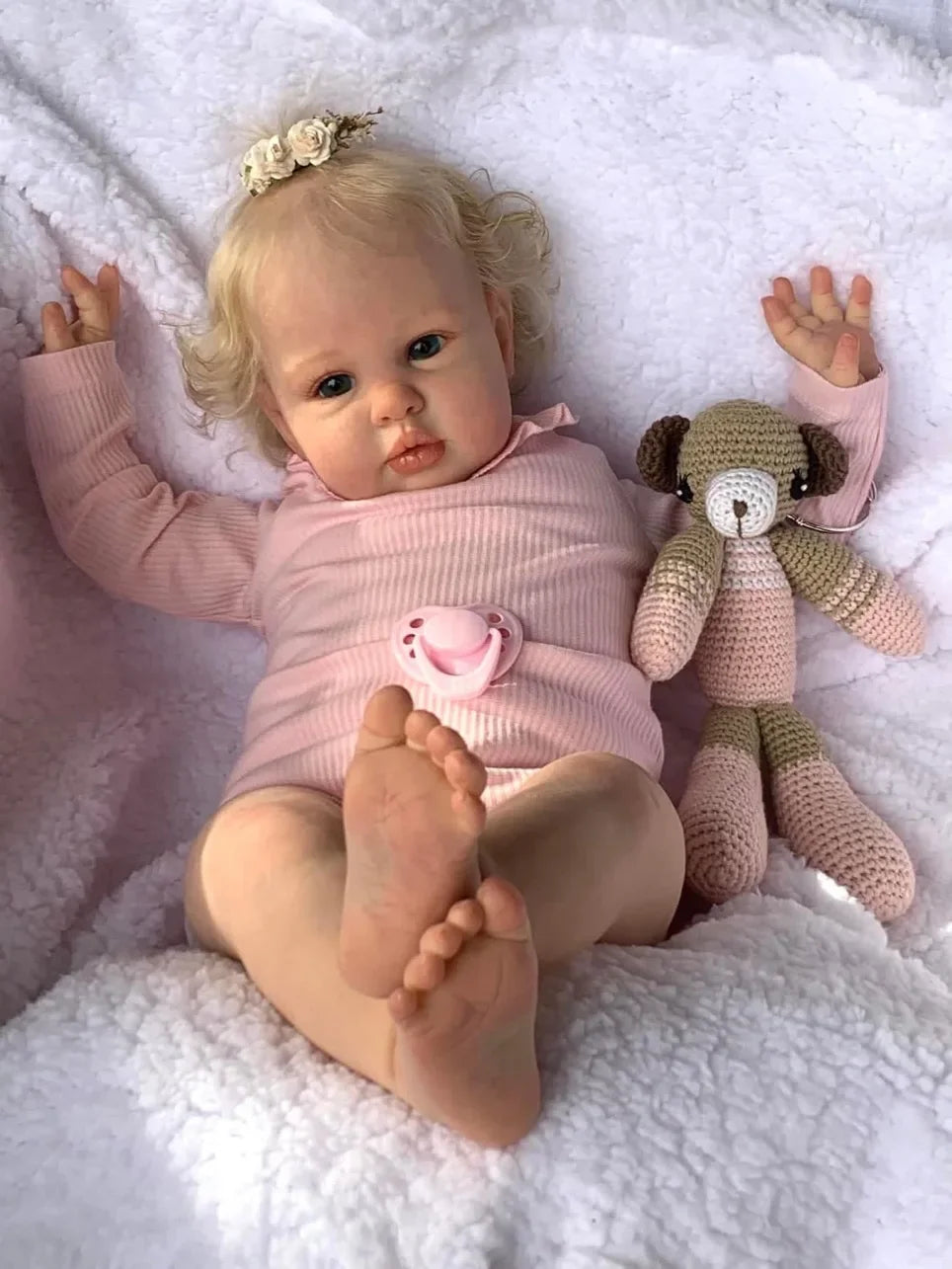 NPK 24Inch  Reborn ellie Baby Doll  Toddler Newborn Doll Princess Girl Lifelike Soft Touch 3D Skin Art Doll with Hand Root Hair ShopOnlyDeal