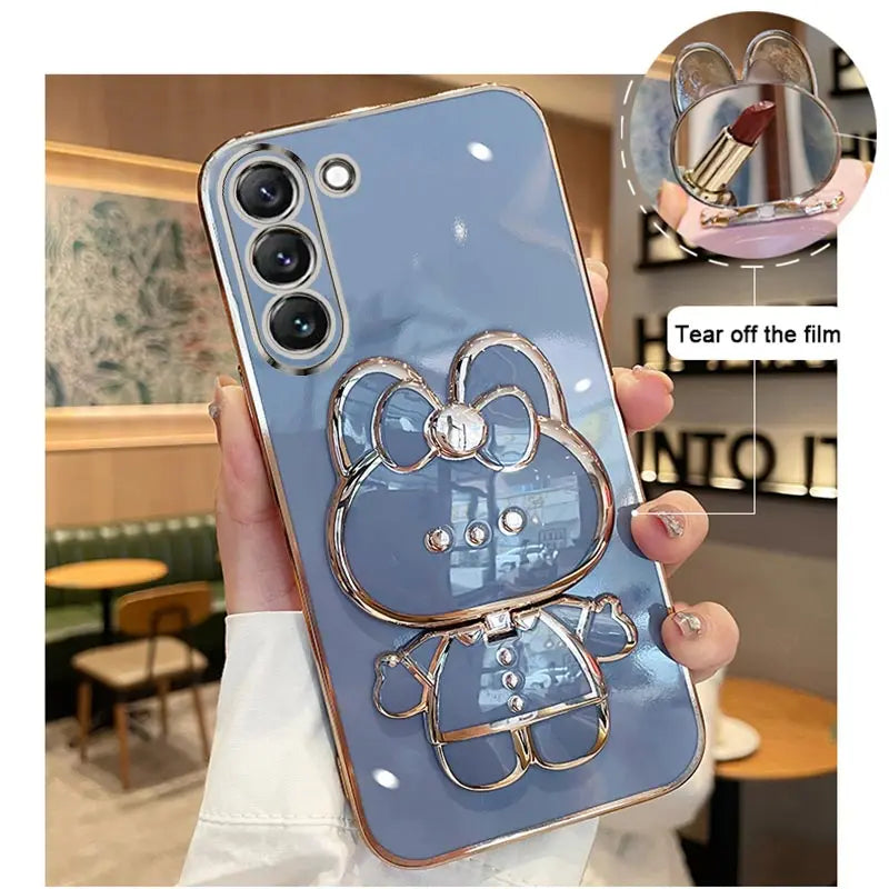 Mirror Plating Phone Holder Case For Samsung Galaxy S23 S20 S22 S21 S10 S9 S8 Note 10 20 8 9 Plus Ultra 5G S20 Fe Stand Cover ShopOnlyDeal