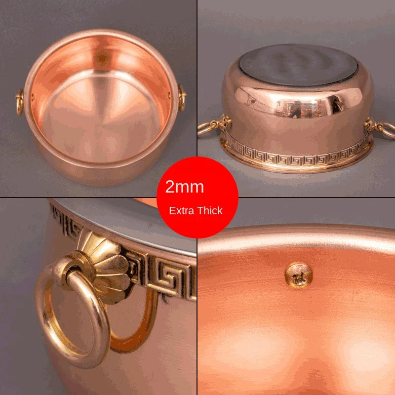 Pure Copper Thickened Single Hot Pot for One | Restaurant-Style Small Copper Pot for Home Shabu Mutton Hotpot | Durable and Elegant Design Alo Trendy ShopOnlyDeal