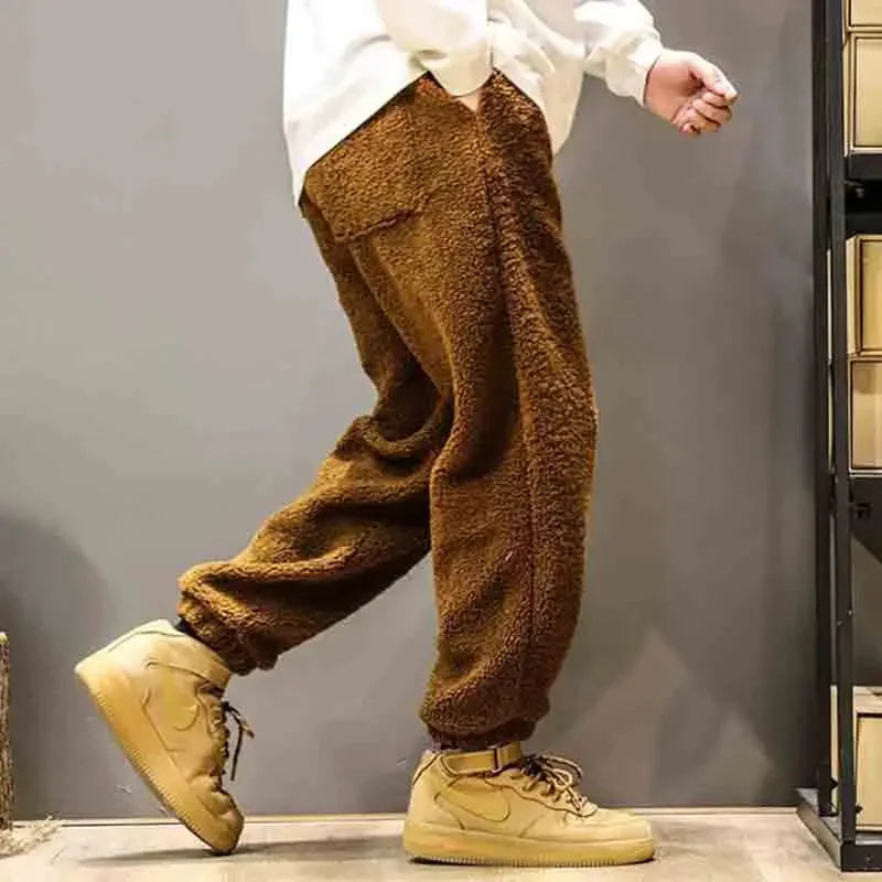 Autumn Winter Men Big Size Lamb Fleece Sweatpants Y2k Vintage Coffee Streetwear Fashion Male Clothes New Casual Warm Trousers ShopOnlyDeal