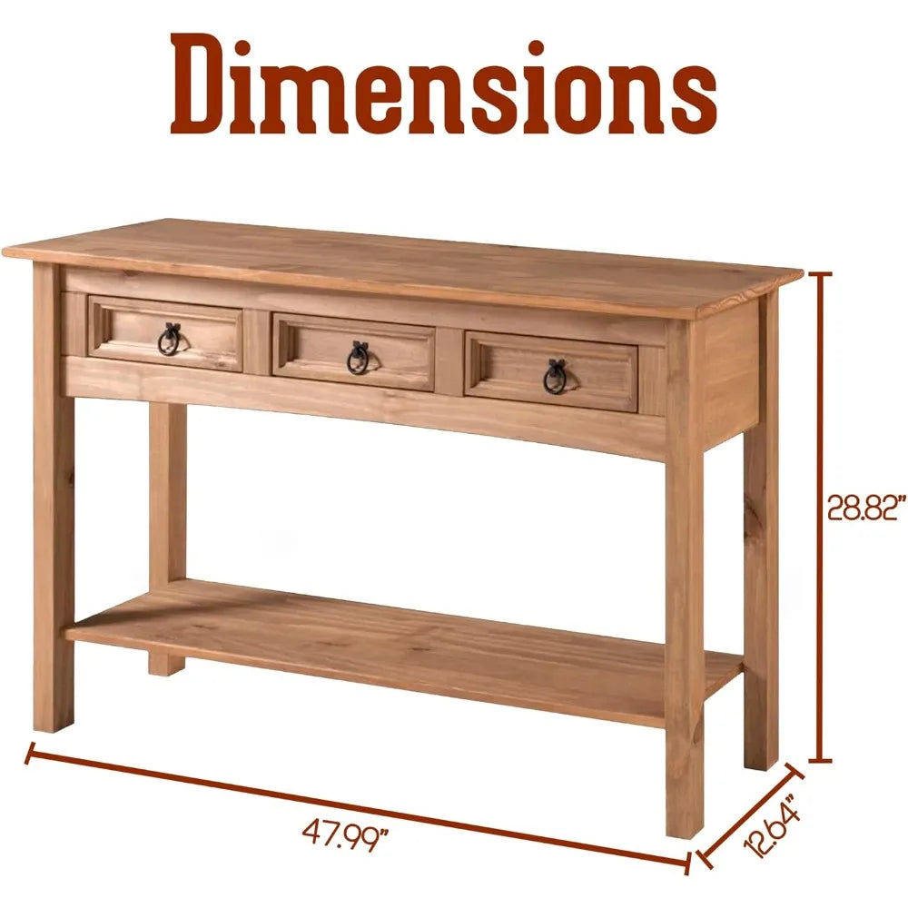 Solid Wood Console Table - Farmhouse Entryway Table with Storage Shelf, Farmhouse Furniture for Living Room, Hallway Foyer ShopOnlyDeal