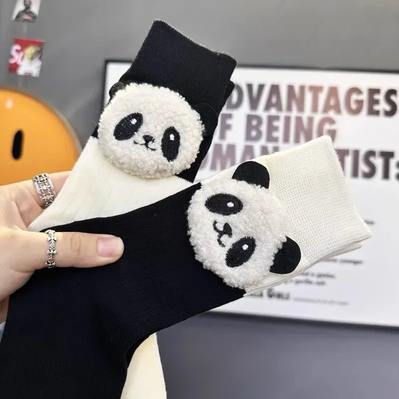 Pure Cotton Cute Designer Panda Women Socks | Kawaii Funny Black and White Middle Tube Socks ShopOnlyDeal