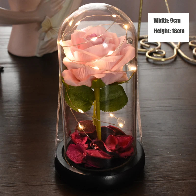 Mothers Day Gift 3 Head Rose LED Eternal Flower Rose Artificial Flower Christmas Wedding Valentine's Day Birthday Gift Home Decor ShopOnlyDeal