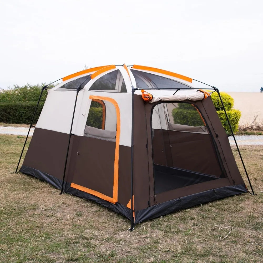 Large Tent 6 Person,Family Cabin Tents,Straight Wall,3 Doors and 3 Windows with Mesh,Waterproof ShopOnlyDeal