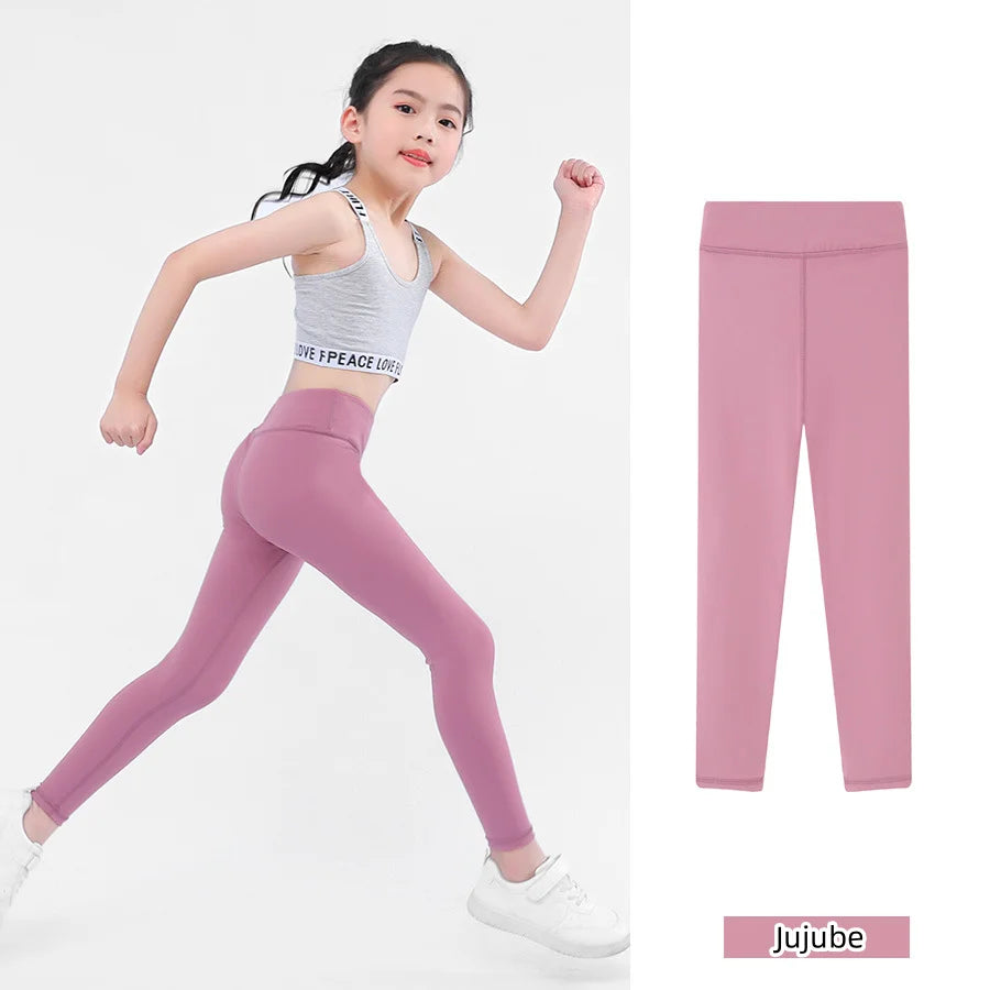 Active Star Girl's High-Waist Sports Leggings | Cotton Spandex Bobbi Running & Yoga Pants | Spring/Autumn Gym Tights for Kids ShopOnlyDeal