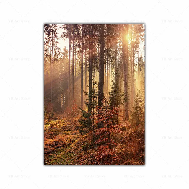 Autumn Scenery Pumpkin Leaves Poster Canvas Painting Maple Leaf Natural Landscape Wall Art Living Room Decoration Home Decor ShopOnlyDeal