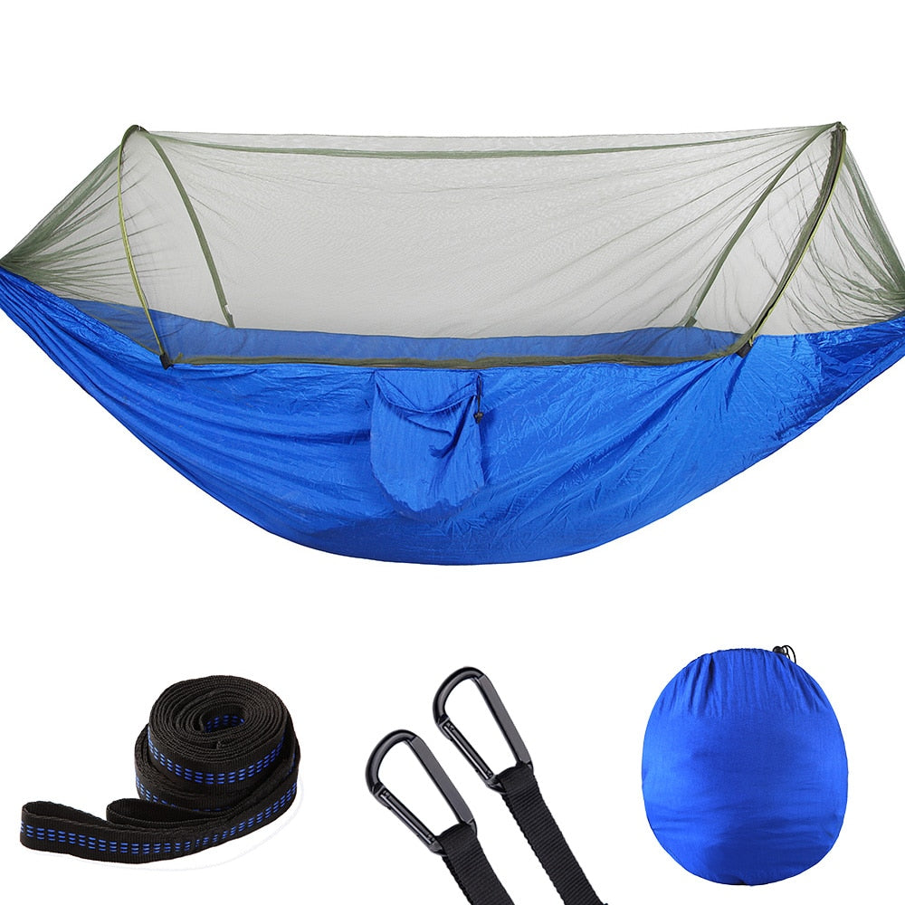 Experience Outdoor Bliss in 2023 with our Camping Hammock with Mosquito Net - Pop-Up Light, Portable Parachute Hammocks for Swing and Sleeping. Your Ultimate Camping Stuff! ShopOnlyDeal