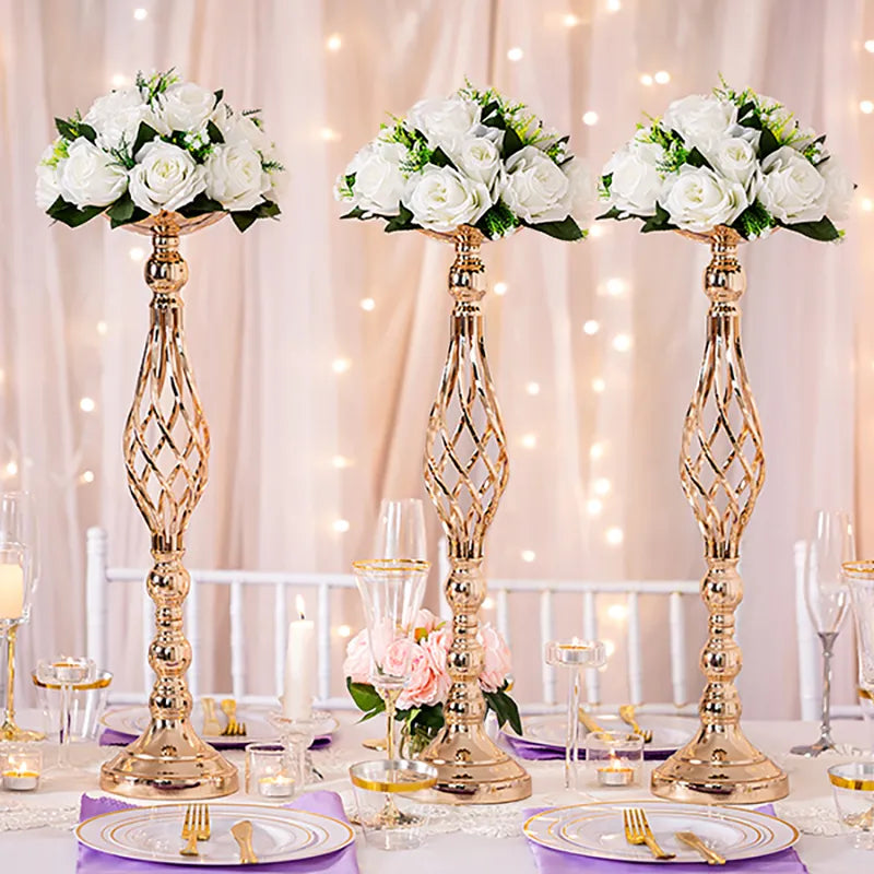 Wedding Centerpieces Flowers Metal Candle Holders Flower Vase Table Stand Party Decor Road Lead Candlestick Home Arrangement ShopOnlyDeal
