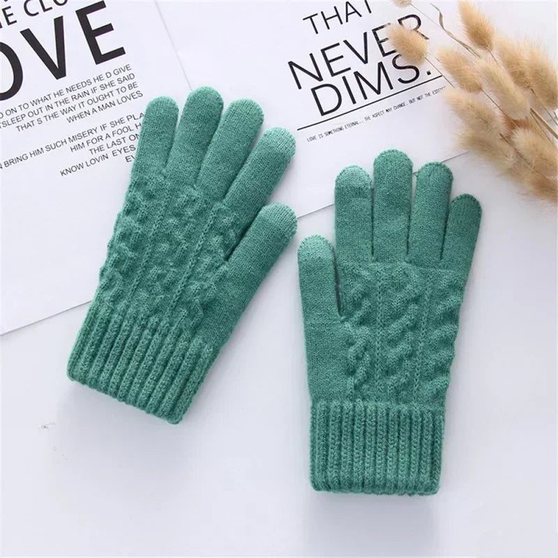 New Men's Warm Full Finger Gloves Winter Touchscreen Plus Fleece Gloves Woman Thickening Wool Knitted Cycling Driving Gloves ShopOnlyDeal