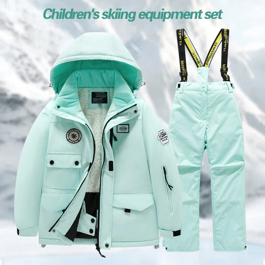 Winter children's skiing suit for boys and girls, windproof and waterproof thick coat for warmth and snow playing equipment ShopOnlyDeal