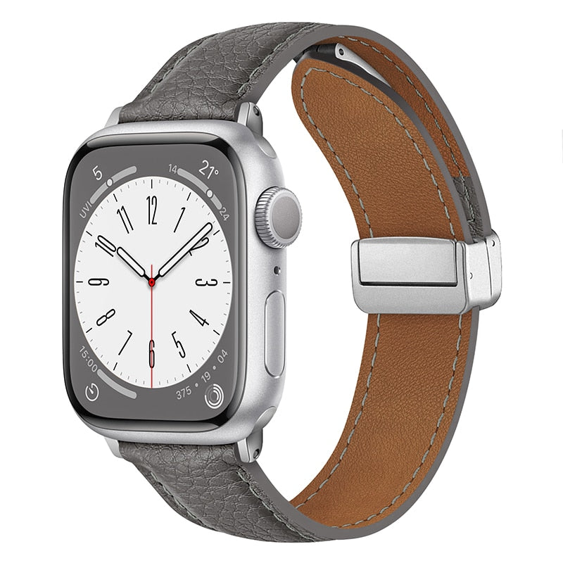 Leather Magnetic Buckle Strap for Apple Watch 8 45mm 41mm Ultra 49mm Geniune Leather Band for iWatch Series 7 6 5 38mm 41mm 40mm ShopOnlyDeal