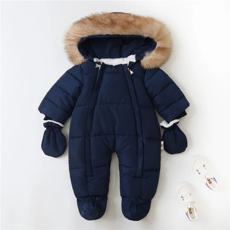 -30℃ Plus Thick Velvet Rompers Baby Padded Warm Bodysuits Clothes Winter Infant Waterproof Hooded One-Pieces Girls Boys Overalls ShopOnlyDeal