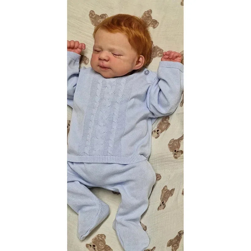 48cm Reborn Baby Sleeping Doll Pascale Hand-Rooted Red Hair with 3D Skin Visible Veins Collectible Art Doll ShopOnlyDeal